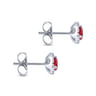 14K White Gold Round Diamond Halo Ruby Stud Earrings - 0.18 ct
