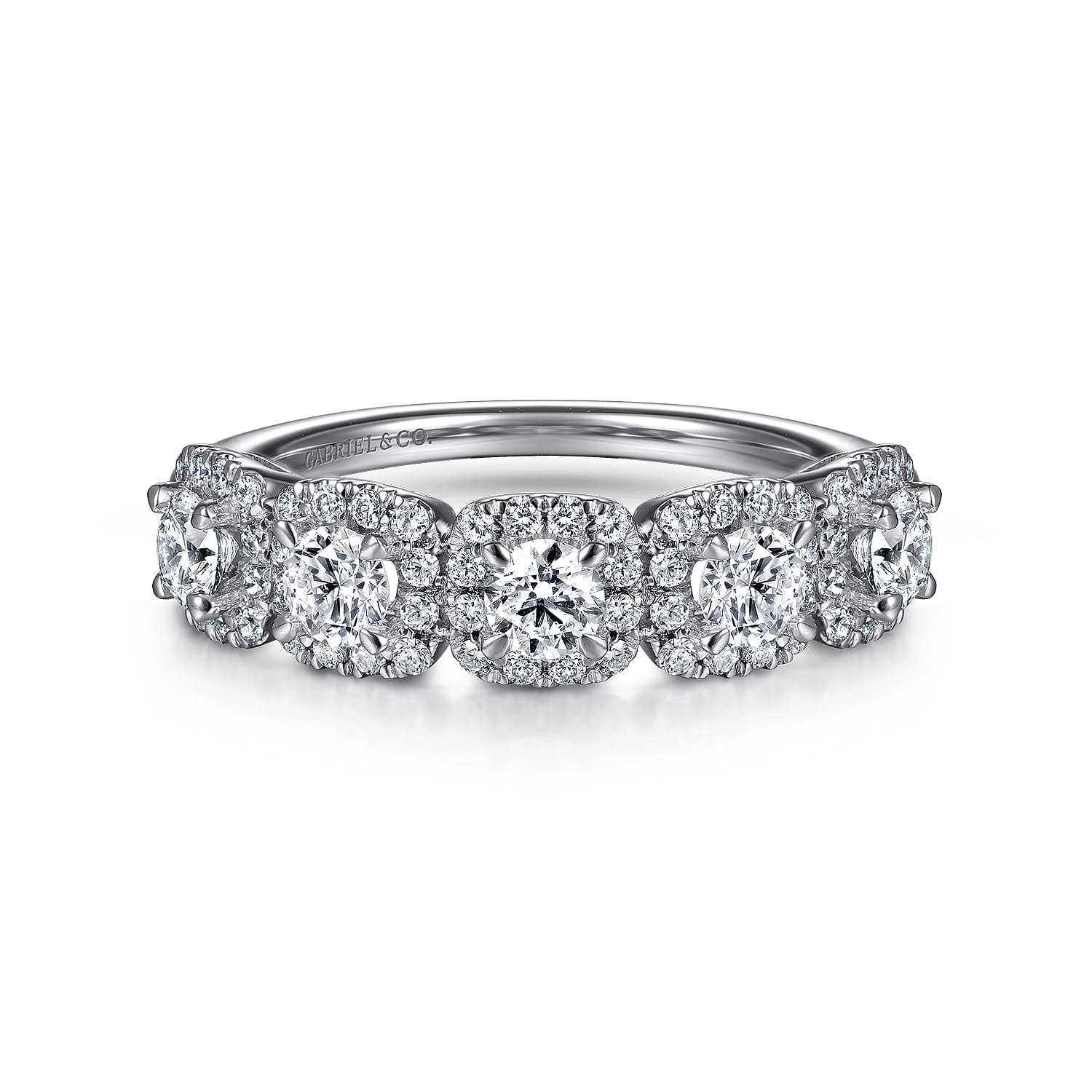 Fancy Wedding Ring in 14k White Gold with Round Natural Diamond at Gabriel & Co. - Shot 1