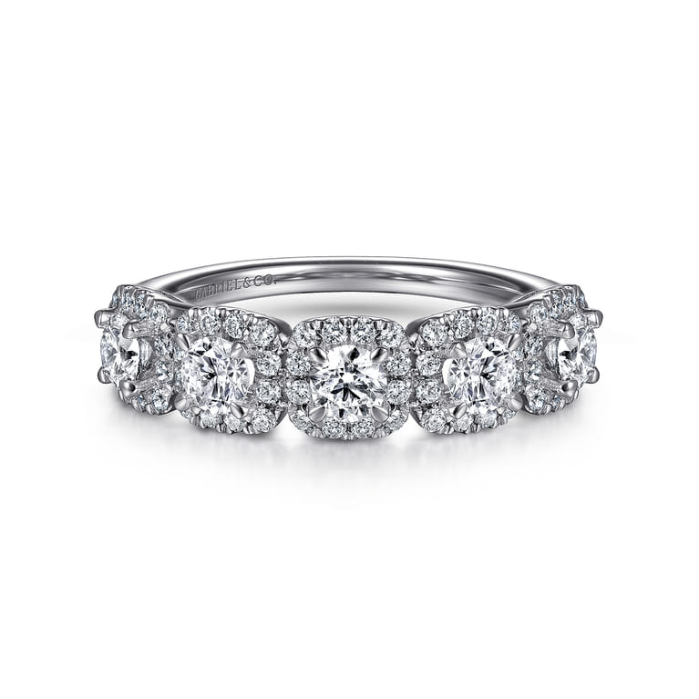 Fancy Wedding Ring in 14k White Gold with Round Natural Diamond at Gabriel & Co. - Shot 1