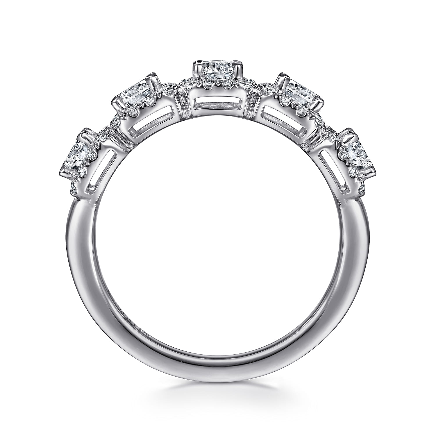 Fancy Wedding Ring in 14k White Gold with Round Natural Diamond at Gabriel & Co. - Shot 2
