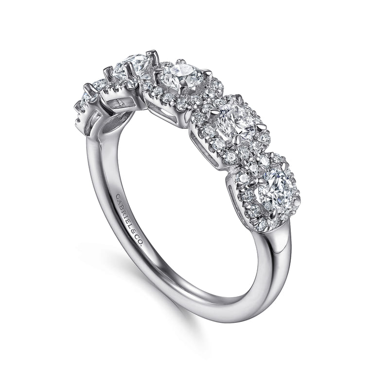 Fancy Wedding Ring in 14k White Gold with Round Natural Diamond at Gabriel & Co. - Shot 3