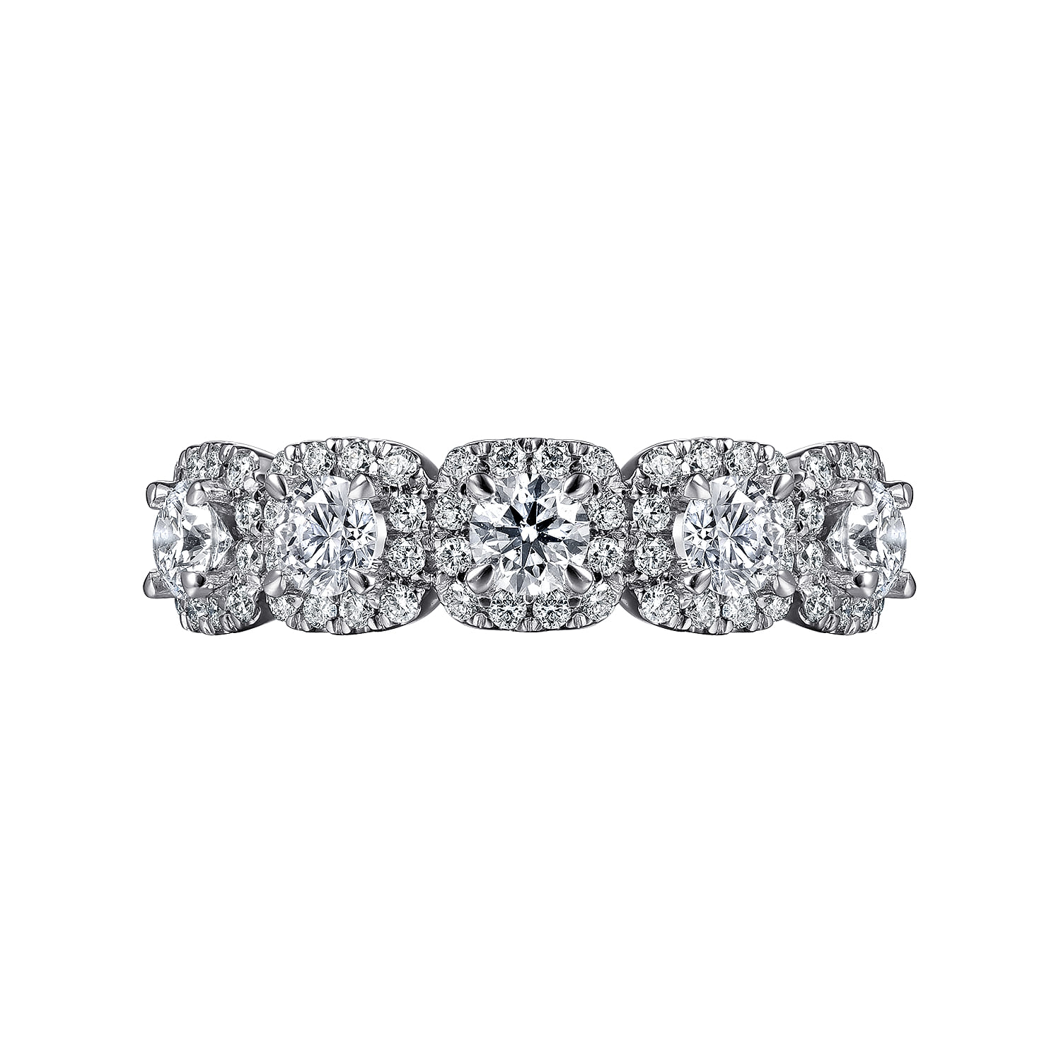 Fancy Wedding Ring in 14k White Gold with Round Natural Diamond at Gabriel & Co. - Shot 6