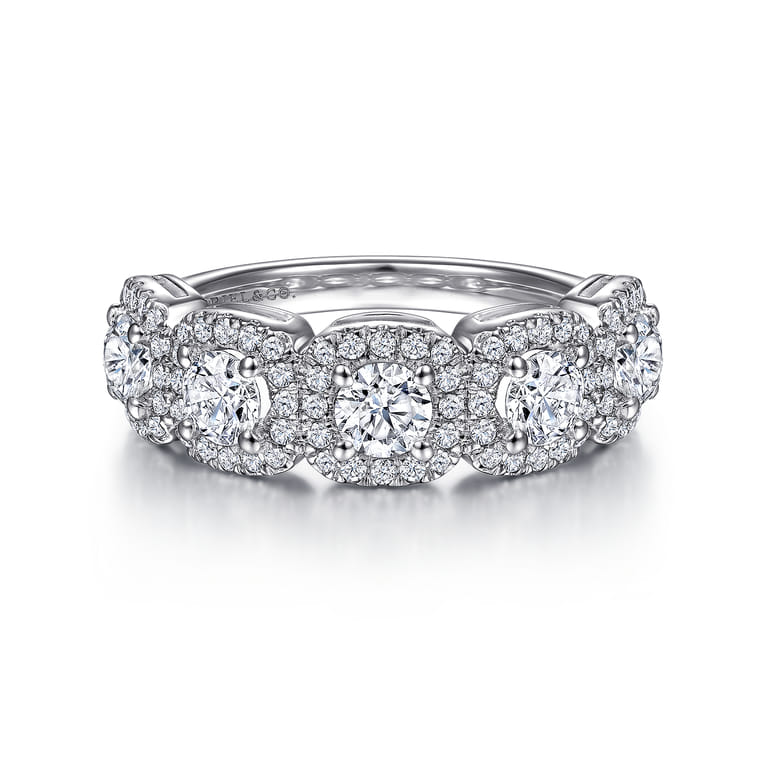 Fancy Wedding Ring in 14k White Gold with Round Natural Diamond at Gabriel & Co. - Shot 1
