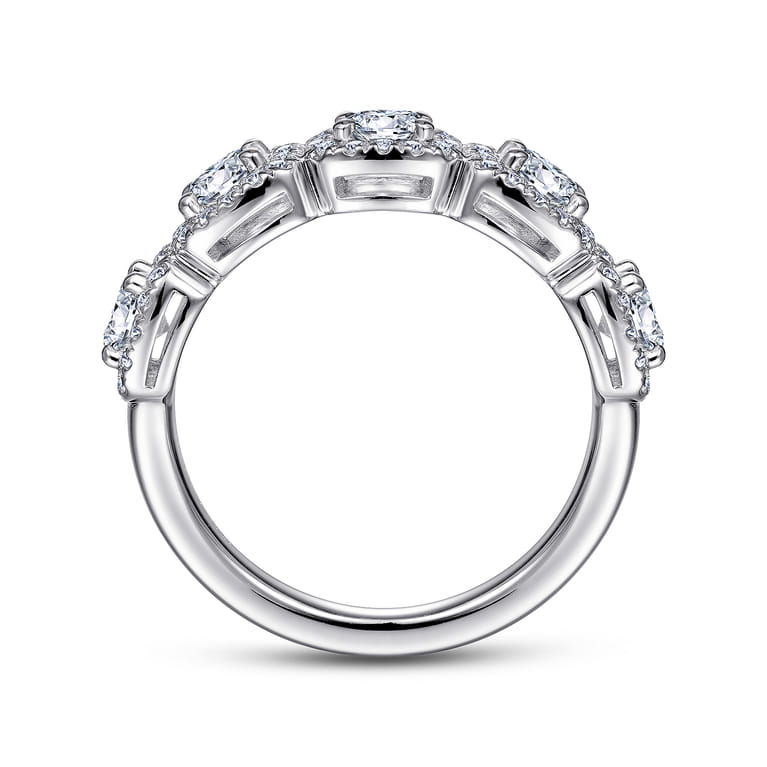 Fancy Wedding Ring in 14k White Gold with Round Natural Diamond at Gabriel & Co. - Shot 2
