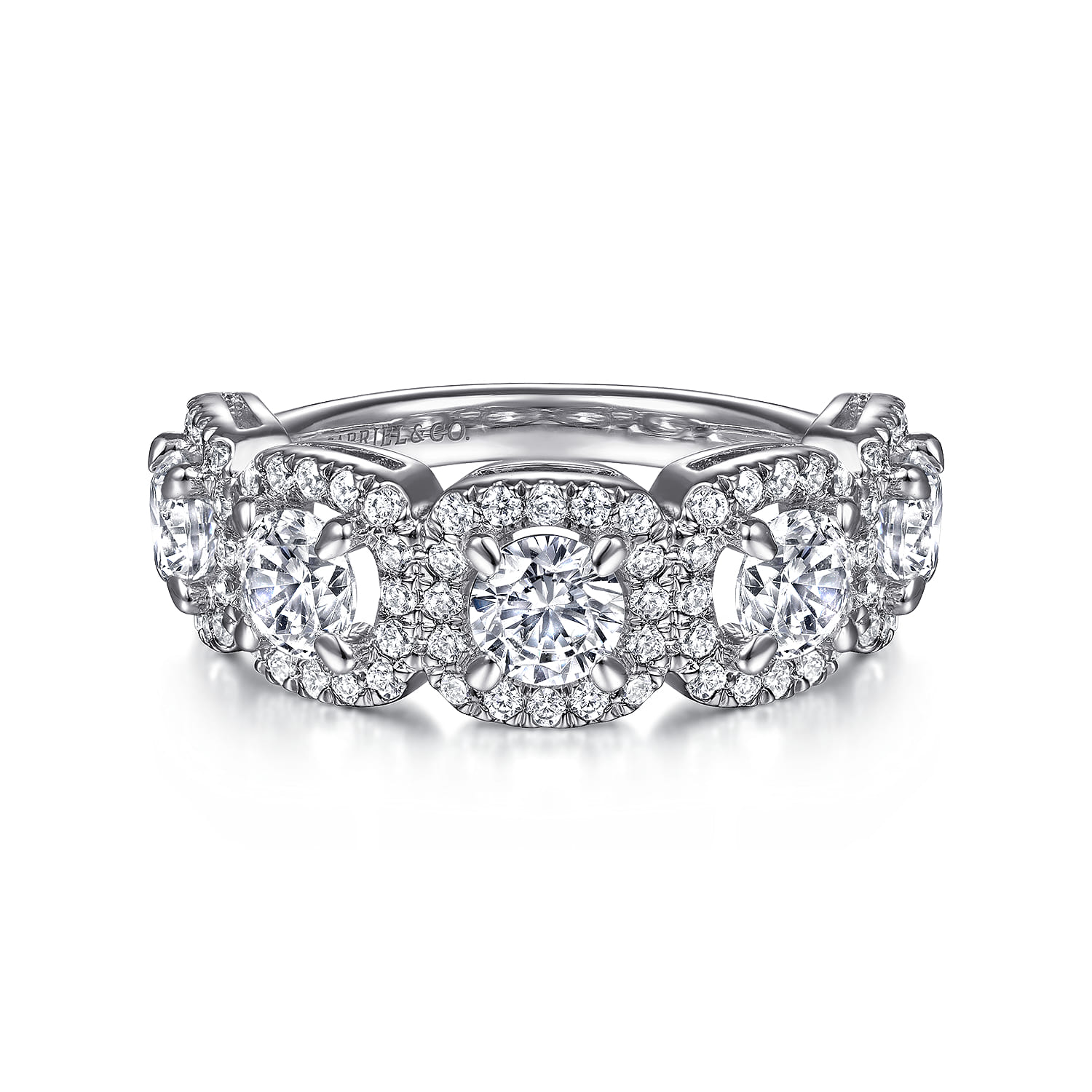 Fancy Wedding Ring in 14k White Gold with Round Natural Diamond at Gabriel & Co. - Shot 1
