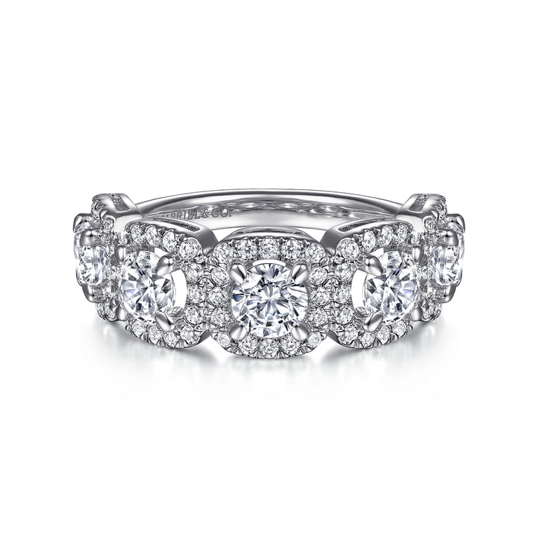 Fancy Wedding Ring in 14k White Gold with Round Natural Diamond at Gabriel & Co. - Shot 1
