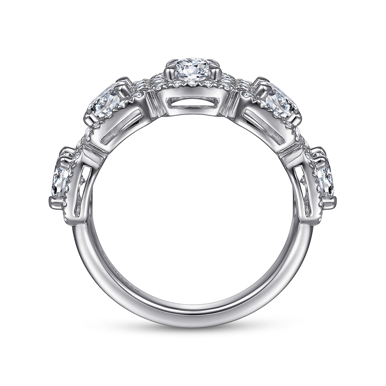 Fancy Wedding Ring in 14k White Gold with Round Natural Diamond at Gabriel & Co. - Shot 2
