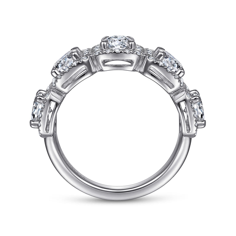Fancy Wedding Ring in 14k White Gold with Round Natural Diamond at Gabriel & Co. - Shot 2