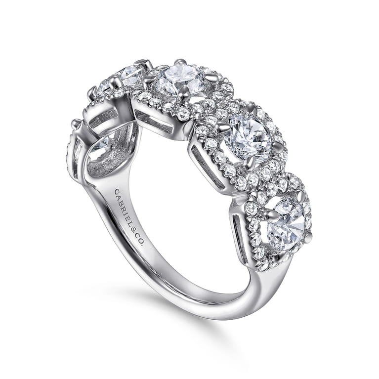 Fancy Wedding Ring in 14k White Gold with Round Natural Diamond at Gabriel & Co. - Shot 3