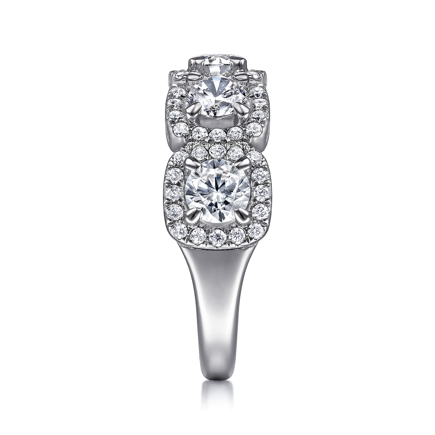 Fancy Wedding Ring in 14k White Gold with Round Natural Diamond at Gabriel & Co. - Shot 4