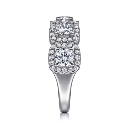 14K White Gold Round Diamond Halo Station Anniversary Band