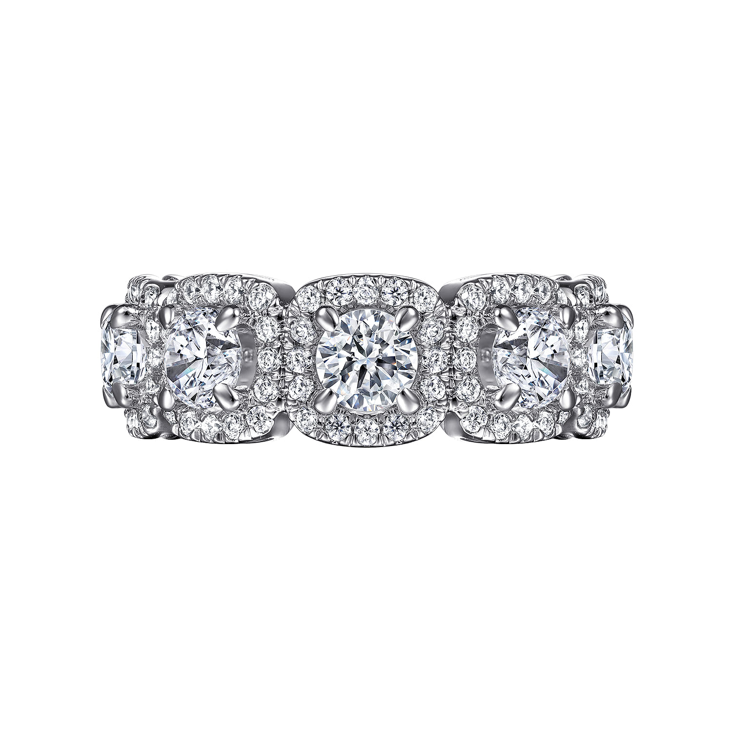 Fancy Wedding Ring in 14k White Gold with Round Natural Diamond at Gabriel & Co. - Shot 6