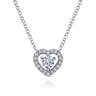 14K White Gold Round Diamond Heart Pendant Necklace - 0.25 ct