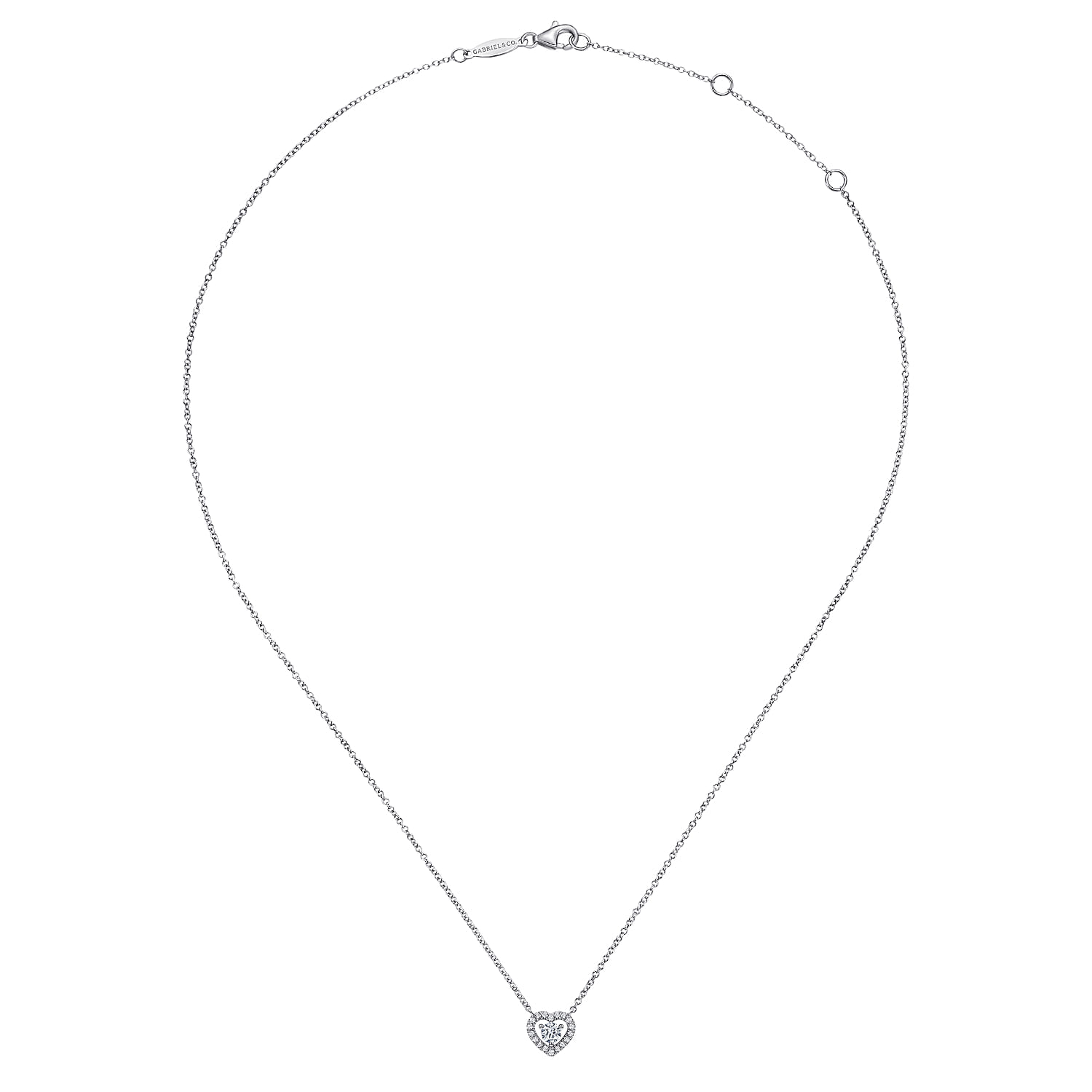 14K White Gold Round Diamond Heart Pendant Necklace - 0.25 ct - Shot 2