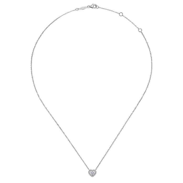 14K White Gold Round Diamond Heart Pendant Necklace - 0.25 ct - Shot 2