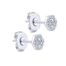 14K White Gold Round Diamond Hexagonal Halo Stud Earrings - 0.25 ct