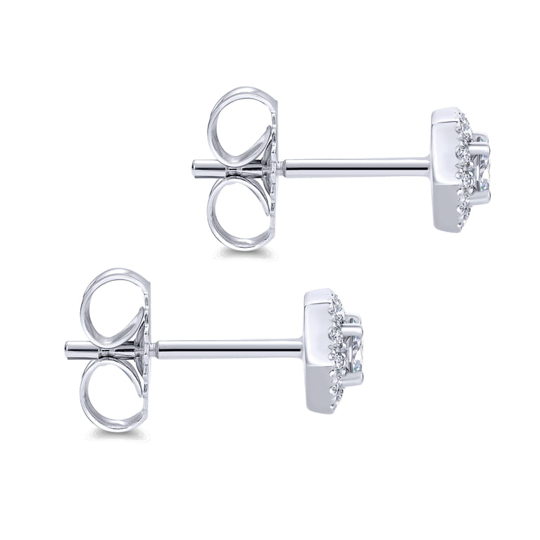 14K White Gold Round Diamond Hexagonal Halo Stud Earrings - 0.25 ct - Shot 3