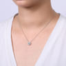 14K White Gold Round Diamond Octagonal Halo Pendant Necklace - 0.22 ct