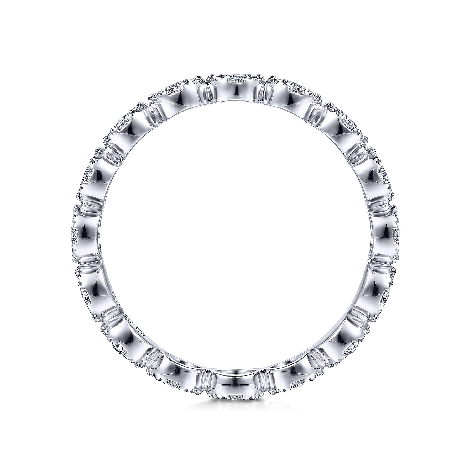 14K White Gold Round Diamond Pave Cluster Eternity Ring - Shot 2