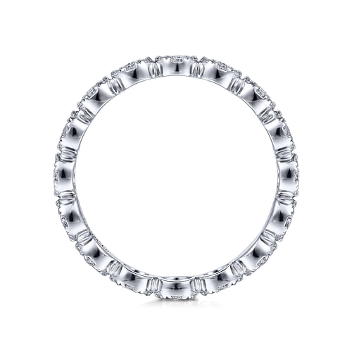 14K White Gold Round Diamond Pave Cluster Eternity Ring - Shot 2
