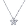 14K White Gold Round Diamond Star Inspired Pendant Necklace - 0.5 ct