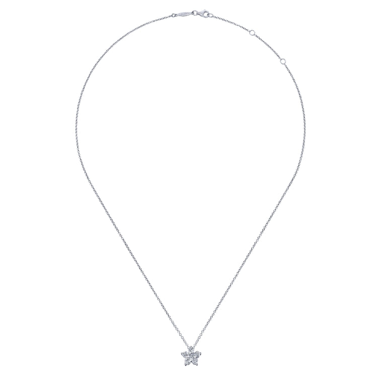 14K White Gold Round Diamond Star Inspired Pendant Necklace - 0.5 ct - Shot 2