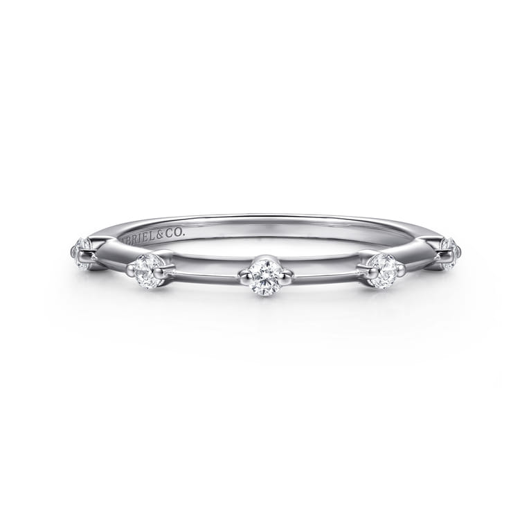 Straight Wedding Ring in 14k White Gold with Round Natural Diamond at Gabriel & Co. - Shot 1