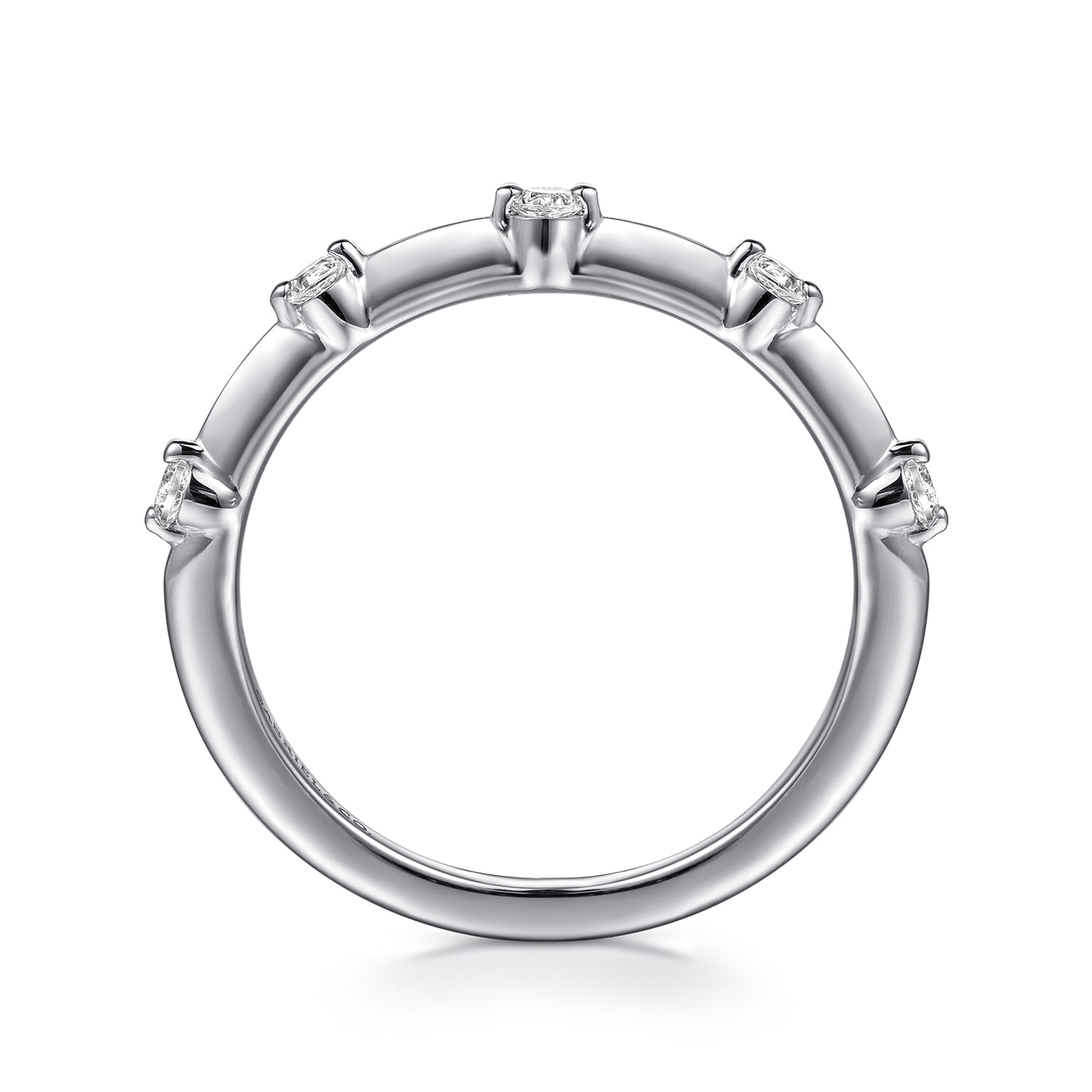 Straight Wedding Ring in 14k White Gold with Round Natural Diamond at Gabriel & Co. - Shot 2