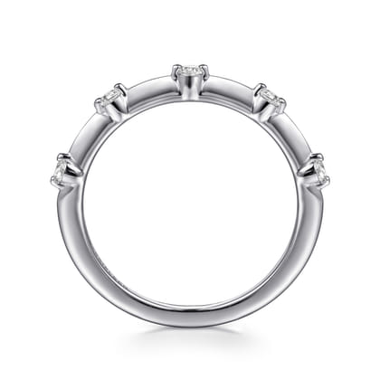 14K White Gold Round Diamond Station Anniversary Band