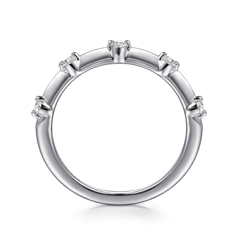 Straight Wedding Ring in 14k White Gold with Round Natural Diamond at Gabriel & Co. - Shot 2