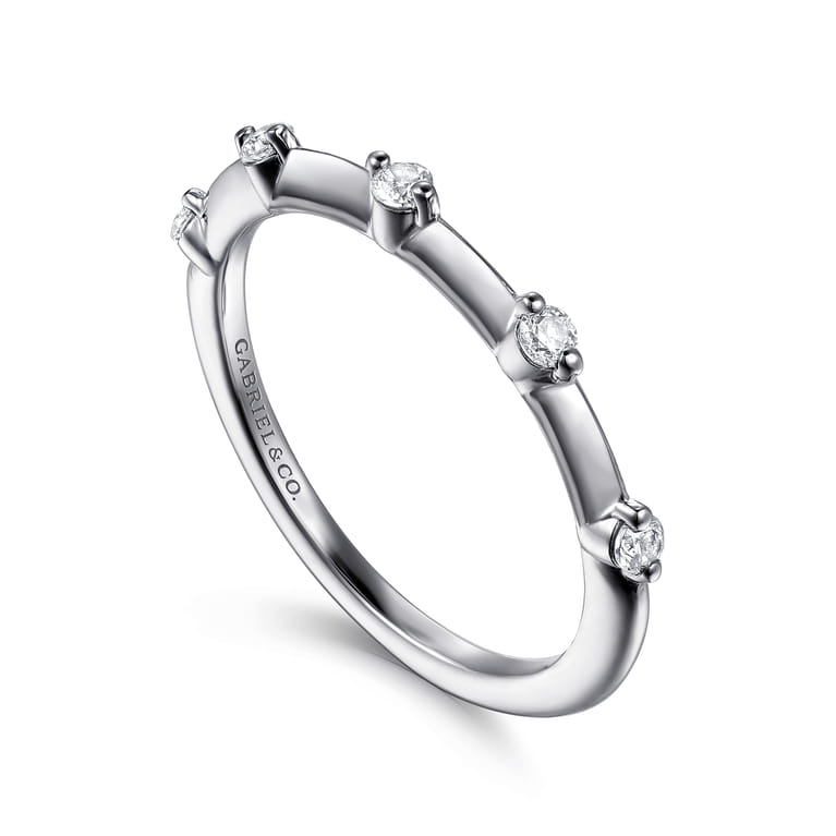 Straight Wedding Ring in 14k White Gold with Round Natural Diamond at Gabriel & Co. - Shot 3