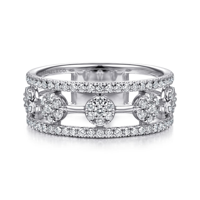 14K White Gold Round Diamond Station Ring - 0.5 ct - Shot 1
