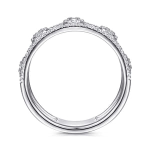 14K White Gold Round Diamond Station Ring
