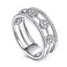 14K White Gold Round Diamond Station Ring - 0.5 ct