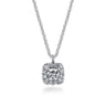 14K White Gold Round Diamond with Cushion Halo Pendant Necklace - 0.2 ct