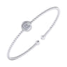 14K White Gold Round E Initial Diamond Bujukan Cuff Bracelet - 0.05 ct