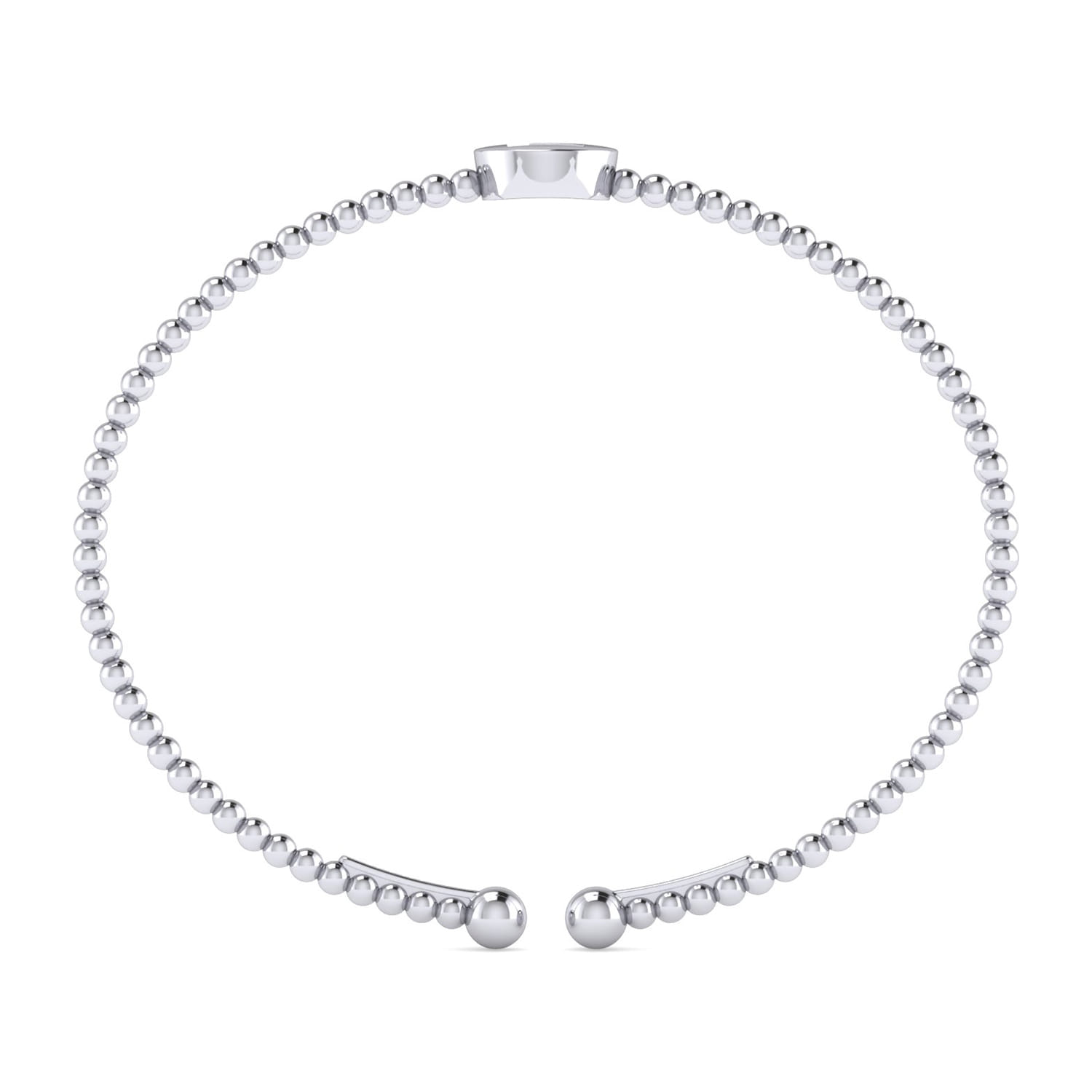 14K White Gold Round E Initial Diamond Bujukan Cuff Bracelet - 0.05 ct - Shot 3