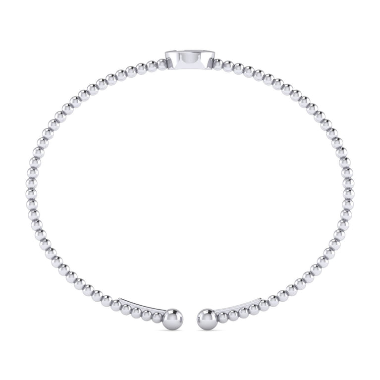 14K White Gold Round E Initial Diamond Bujukan Cuff Bracelet - 0.05 ct - Shot 3