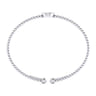 14K White Gold Round E Initial Diamond Bujukan Cuff Bracelet - 0.05 ct