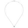 14K White Gold Round Emerald and Diamond Heart Pendant Necklace - 0.09 ct