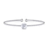 14K White Gold Round F Initial Diamond Bujukan Cuff Bracelet - 0.04 ct