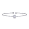 14K White Gold Round G Initial Diamond Bujukan Cuff Bracelet - 0.05 ct