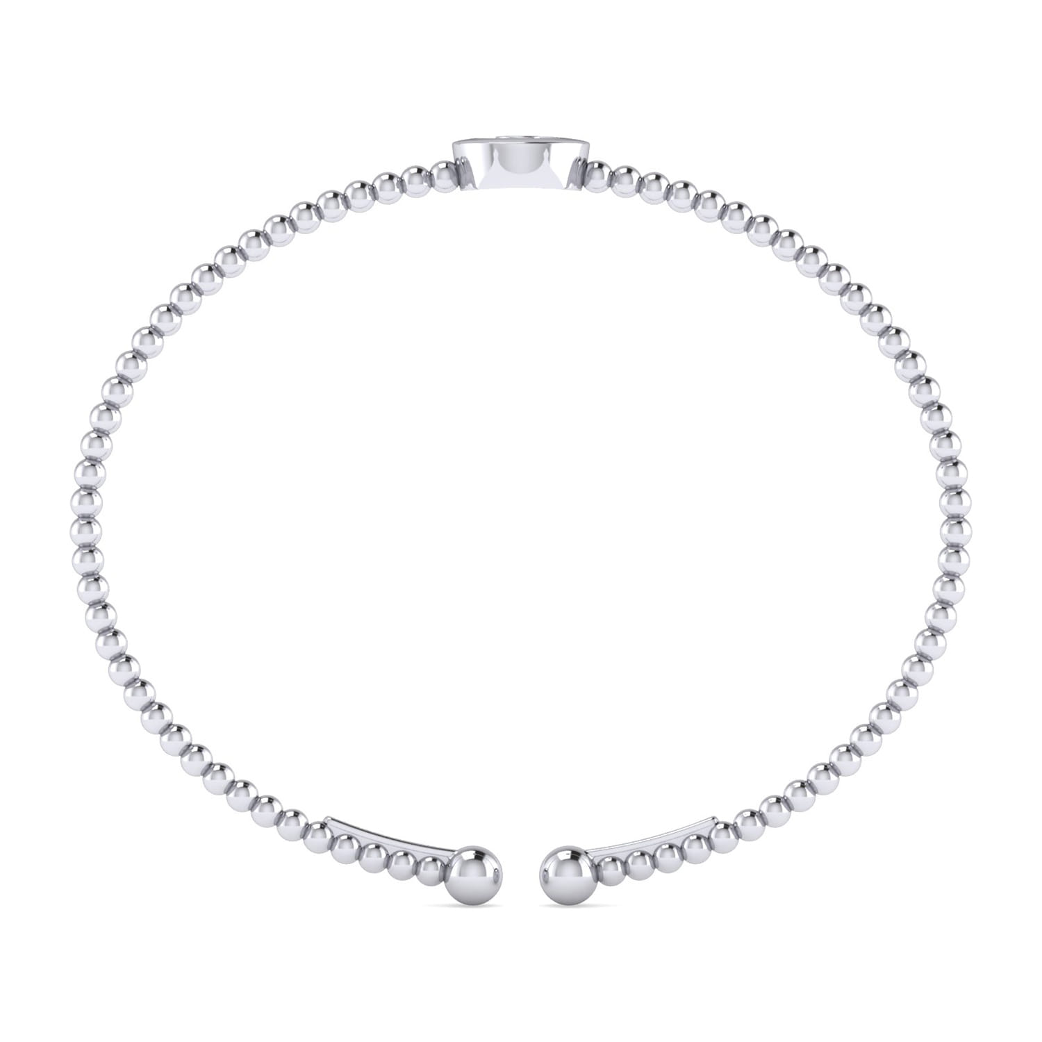 14K White Gold Round G Initial Diamond Bujukan Cuff Bracelet - 0.05 ct - Shot 3