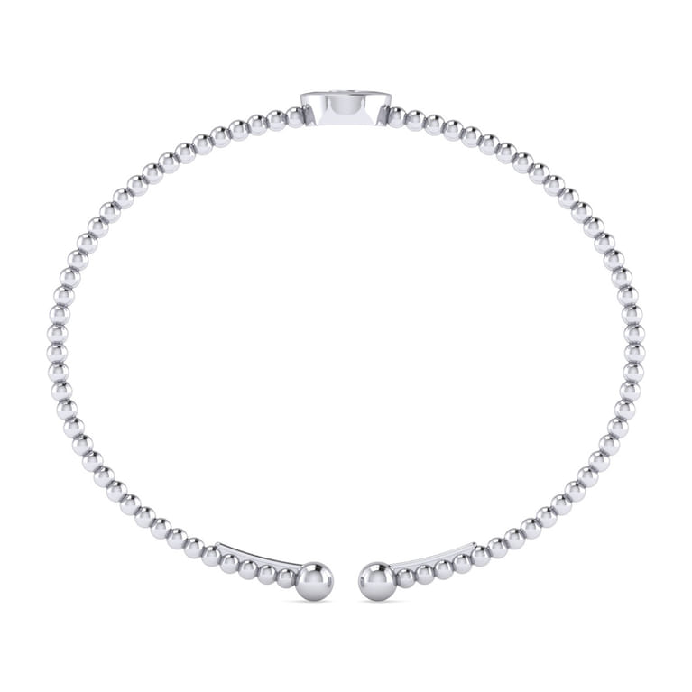 14K White Gold Round G Initial Diamond Bujukan Cuff Bracelet - 0.05 ct - Shot 3