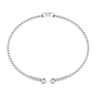 14K White Gold Round G Initial Diamond Bujukan Cuff Bracelet - 0.05 ct