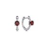 14K White Gold Round Garnet Bujukan Huggies