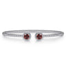 14K White Gold Round Garnet and Diamond Halo Bujukan Bangle - 0.16 ct