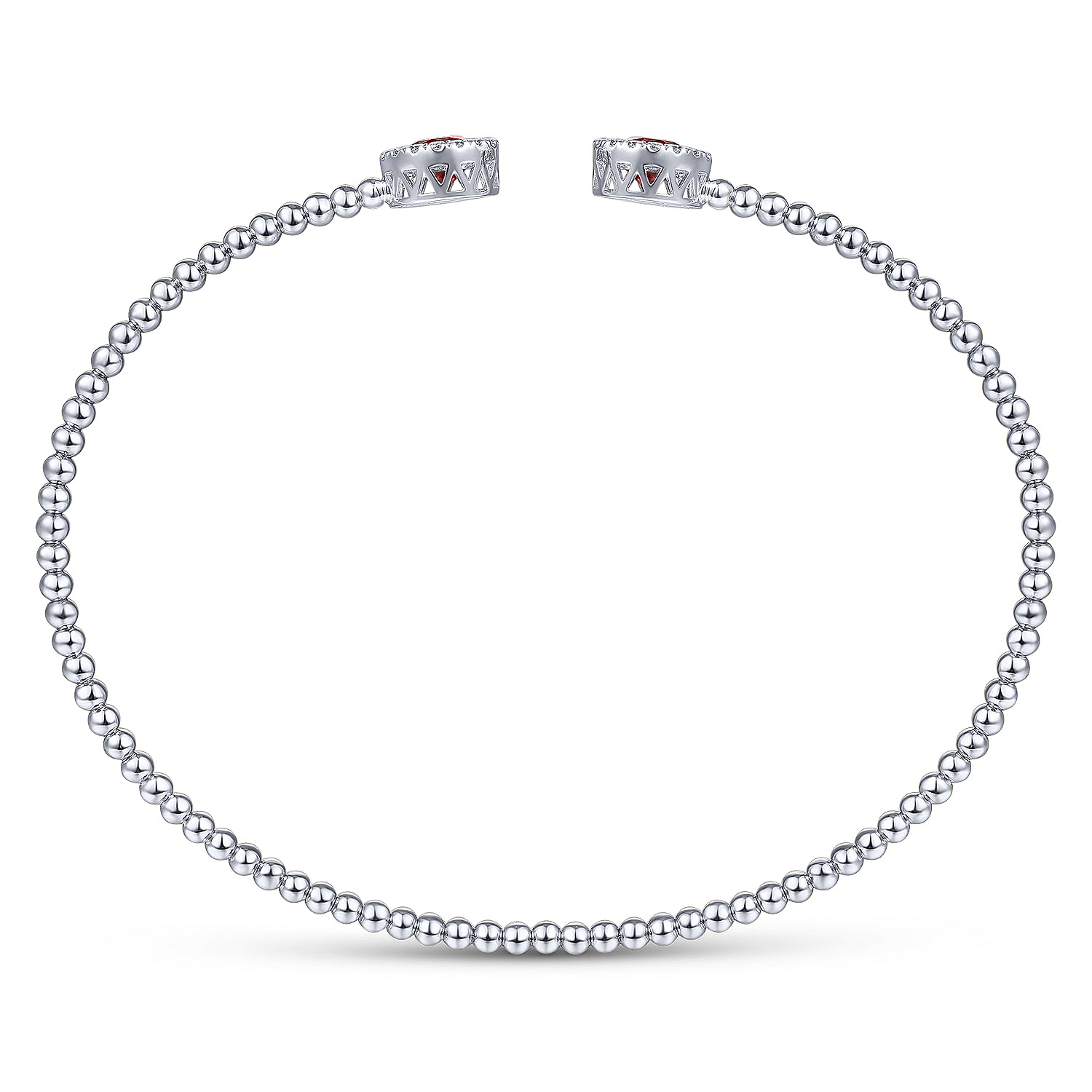 14K White Gold Round Garnet and Diamond Halo Bujukan Bangle