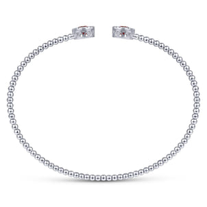 14K White Gold Round Garnet and Diamond Halo Bujukan Bangle