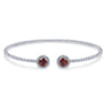 14K White Gold Round Garnet and Diamond Halo Bujukan Bangle - 0.16 ct
